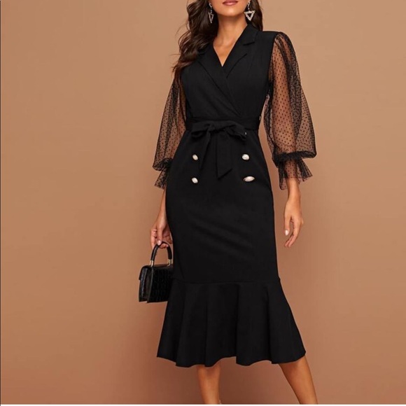 Dresses & Skirts - Shein midi dress with puff sleeves